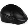 Men's Winter Leather Duckbill Cap with Ear Protection - Warm Fleece Lined for Middle-Aged & Elderly