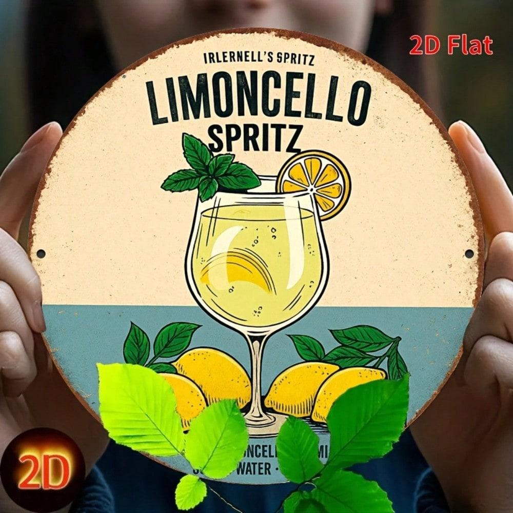 Vintage Metal Tin Sign 8x8 Inch Round Limoncello Spritz Wall Art Rustic Decor for Garage Man Cave Garden Bar Outdoor