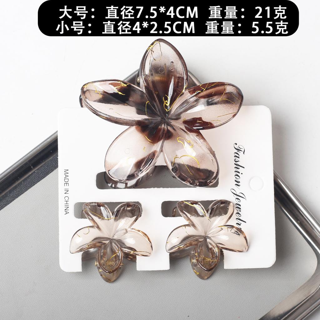 2025 New Egg Flower Grab Clip Retro Color Flower Hair Claw Clip Lady Side Grab Half Grab Back Head Shark