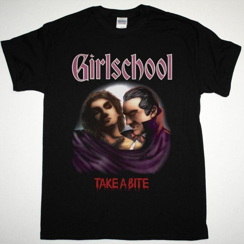 GIRLSCHOOL TAKE A BITE Черная Унисекс Хлопковая Классическая Футболка S-5XL Унисекс Футболка L