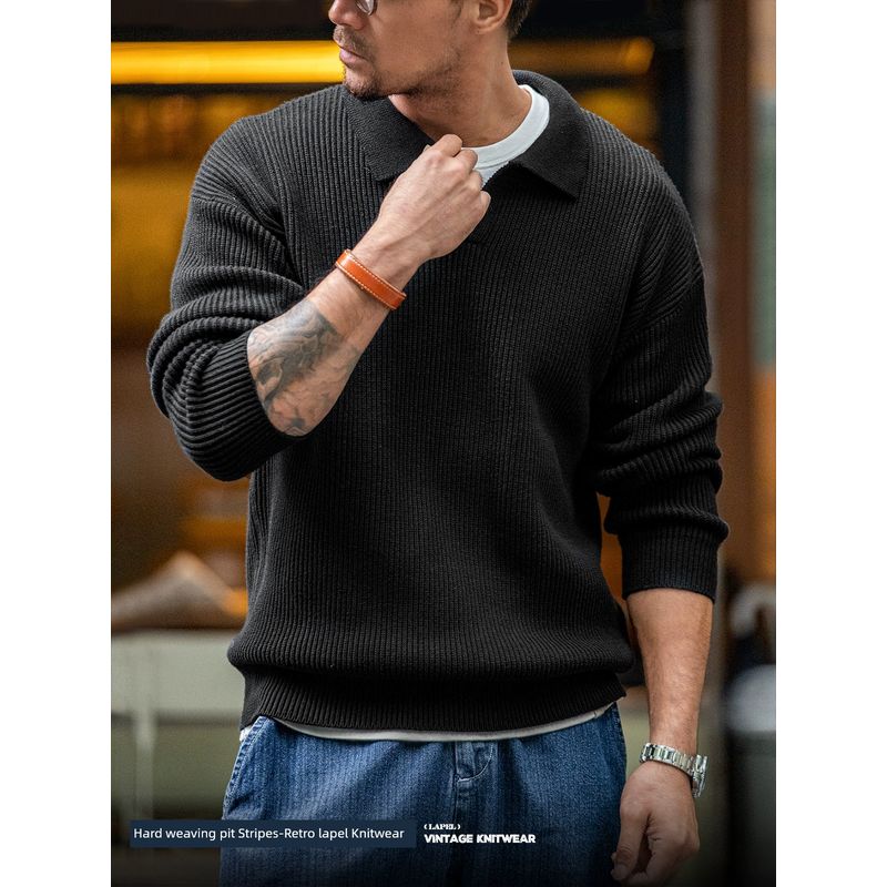 Marden Lapel Polo Shirt Lazy Bedford Cord Sweater Parka