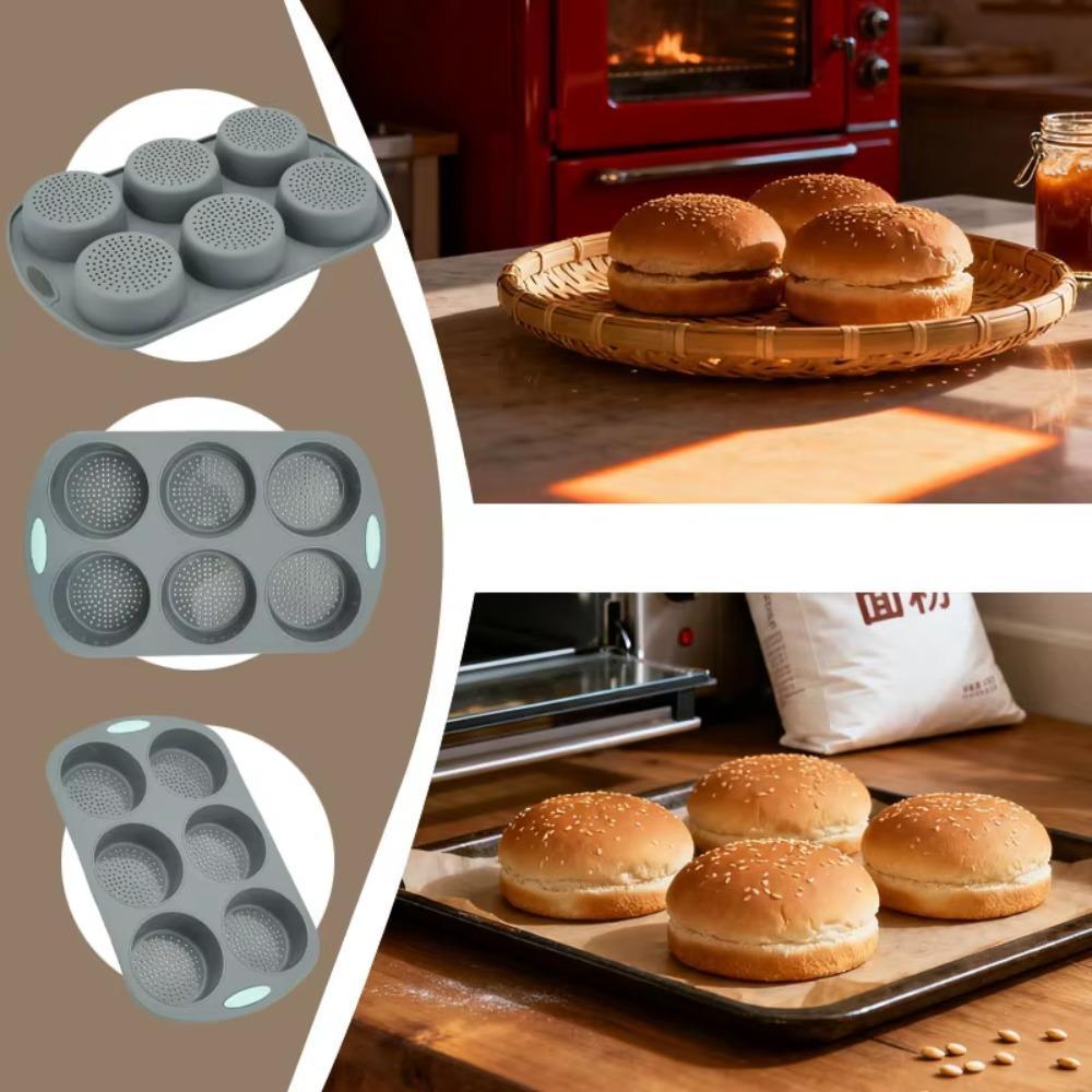 Heat-resistant Silicone Bread Pan Non-stick Baking Tray Household Baking Mold Hamburger