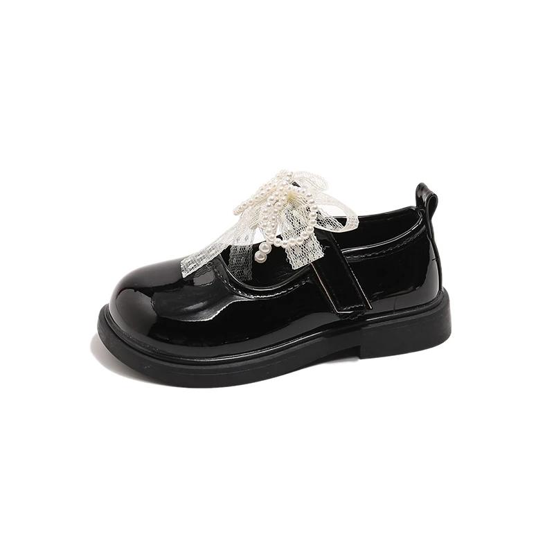 

Spring Autumn Girls Performance Leather Shoes Fashion Lolita Kids Princess Mary Jane Shoes Chic Lace Bowknot Children Flat Shoes 23