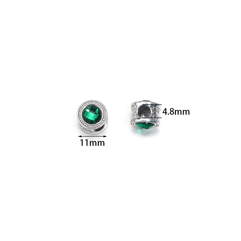 10pcs/Lot Color Alloy Rhinestone Spacer Beads Large Hole Barrel Bead for Jewelry Making DIY Charms Bracelet Hair Beads Accessory