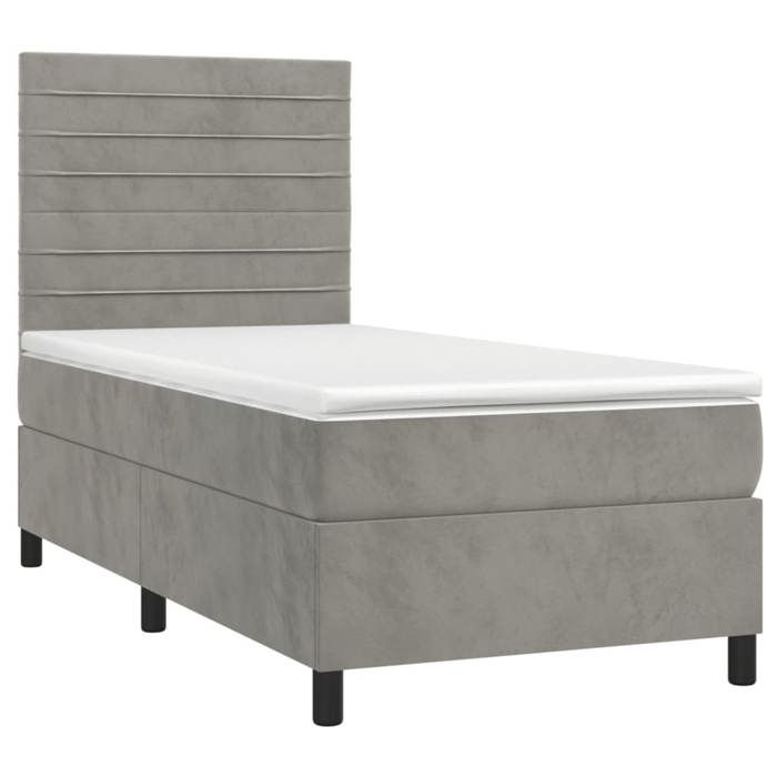 VidaXL Sommier à Lattes de Lit avec Matelas LED, Lit Rembourré, Lit Simple, Lit Adulte de Chambre à Coucher Intérieur, 3136167