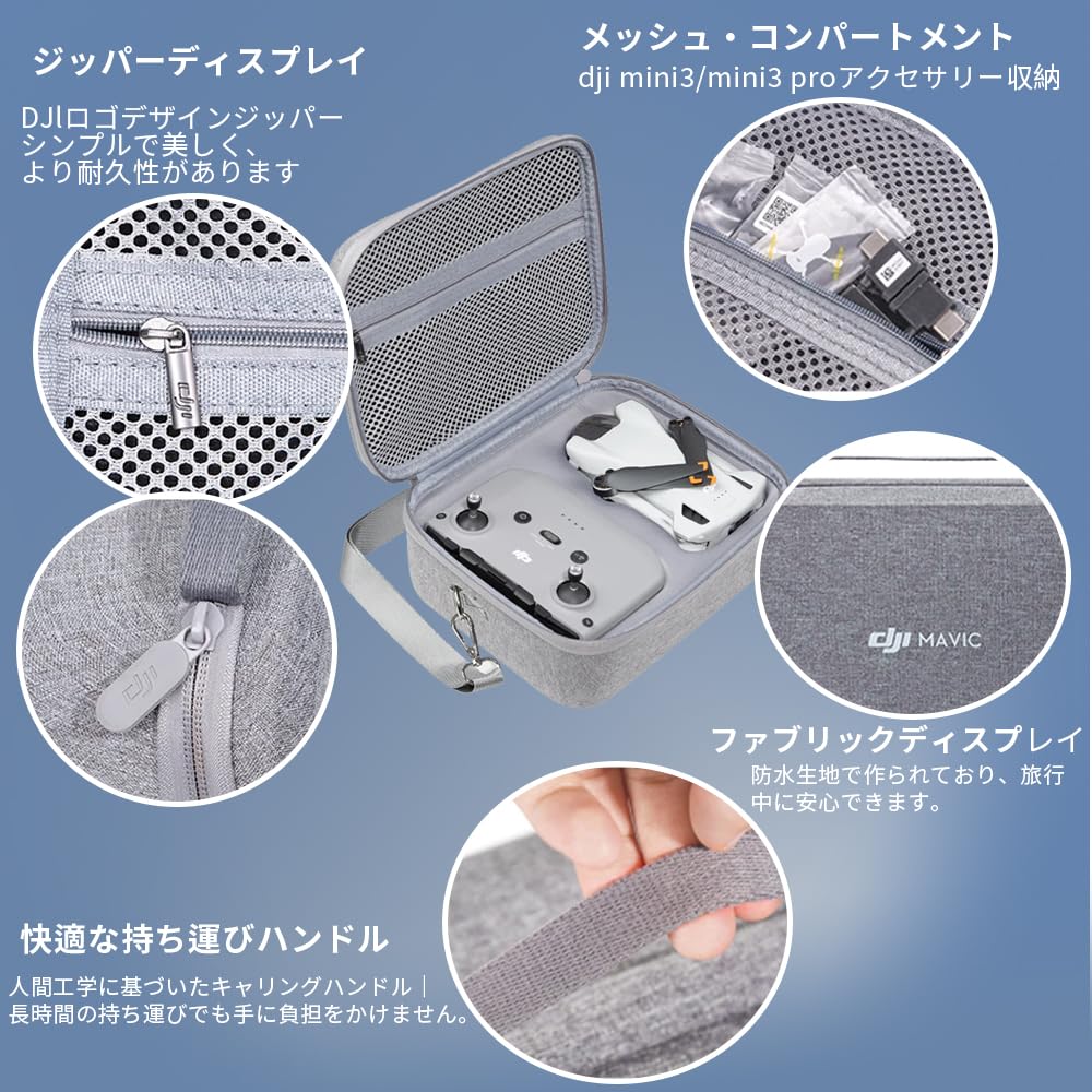 DJI Mini 3Mini 3 Pro Case, Holds DJI Mini 3, DJI RC-N1 Remote, Two-Way Charging Manager, Propellers, Data Cables, Adapter Cables, and Other