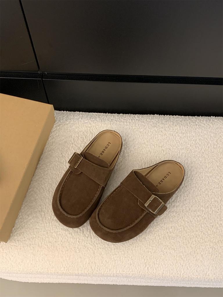 Fashion Walking Cozy Casual Baotou Half Slipper Loafers Female Fashion Slingback Slip On Mule For Women Platform New 2024 Design Comfort
