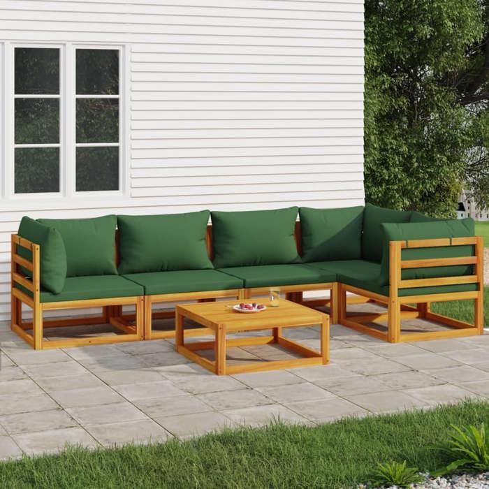 VidaXL Salon de Jardin avec Coussins 6 pcs, Canapés avec Dossier, Ensemble de Meubles avec Table Basse Patio Terrasse, 3155332