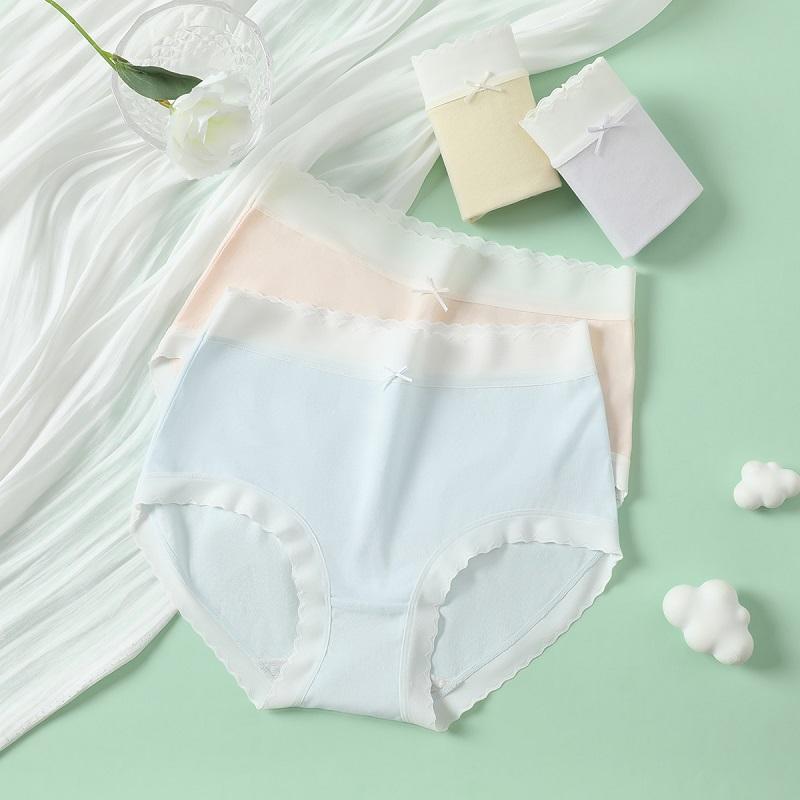 Fenteng [A-class Baby Cotton 7A Antibacterial] 4-piece Set of Fresh Mid High Waist Compression Underwear for Women's Triangle Pants