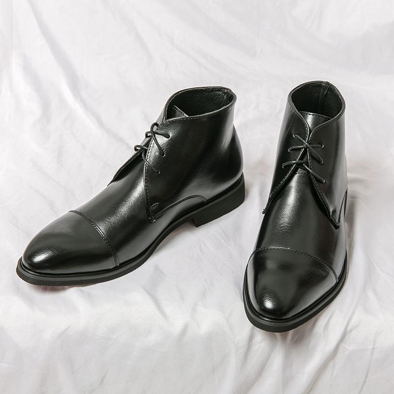 Fashion New Winter Fashion Pointed Black Brown Lace Up Ankle Boots Trend Men's Casual Luxury High-top Shoes Zapatos Hombre Vestir