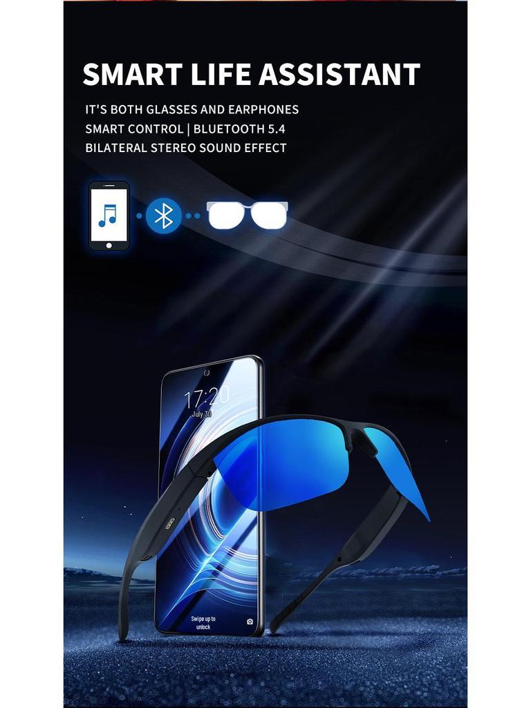 Smart Bluetooth Sunglasses 02Pro: AI Translation, Music & Call Features, V6.0 Black
