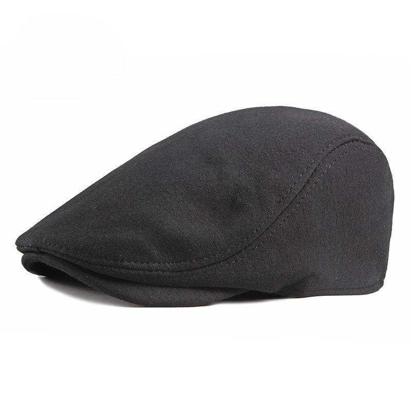 

Retro British Style Solid Color Men s Beret Hat - Minimalist Cotton Flat Cap for Spring Autumn Unisex Duckbill Newsboy Hat adjustable чёрный