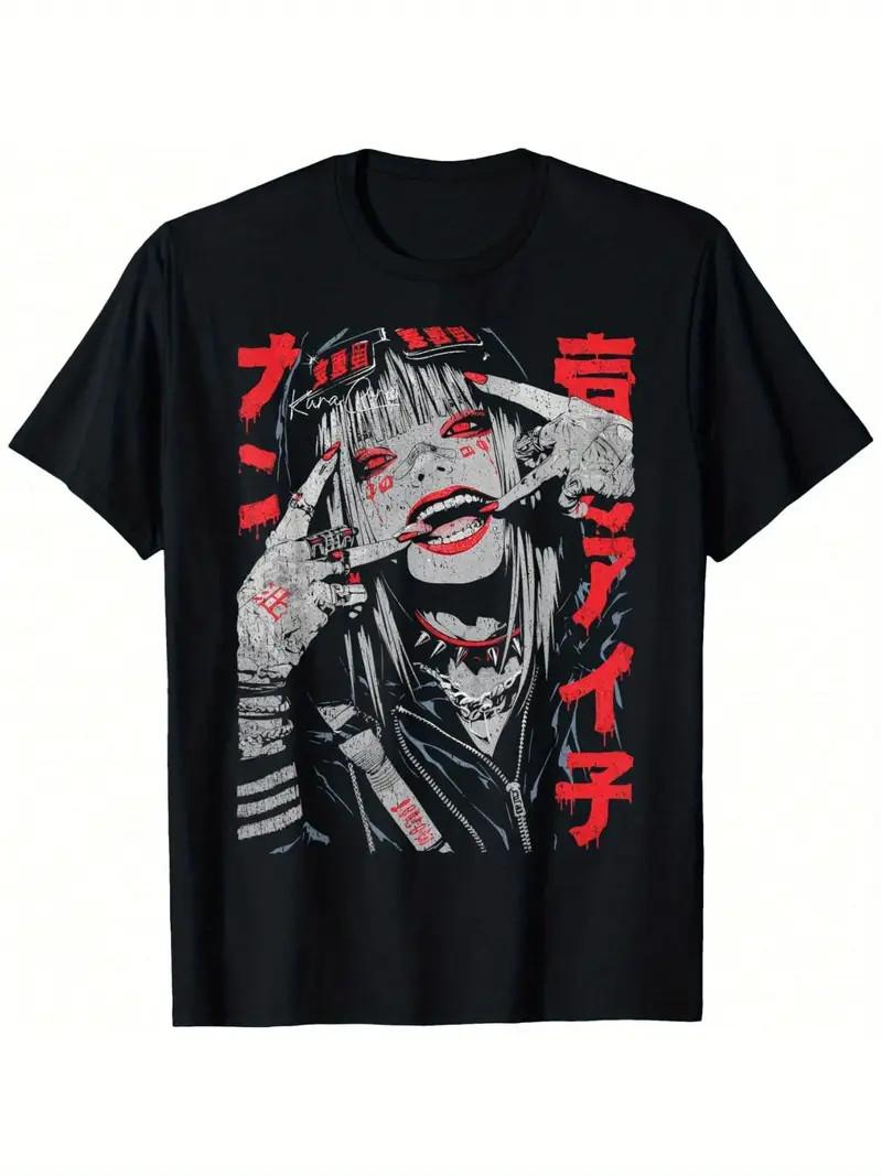 Harajuku Streetwear Cyberpunk Aesthetic Techwear Anime Manga T-Shirt, Oversized M