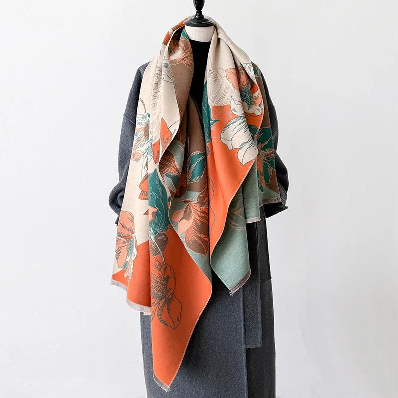 

Design Winter Warm Cashmere Shawl Fashion Scarf Women Neckerchief Pashmina Head Scarves Wrap Femal Poncho Echarpe Bandana