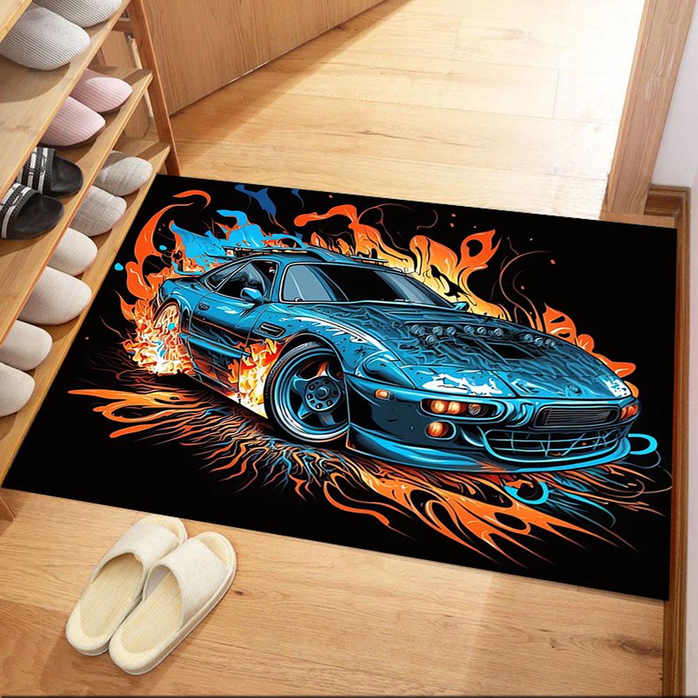 Neon Retro Car Night Drive Floor Mats for Living Room, Bedroom and Room Decoration Are Suitable for Gifts.