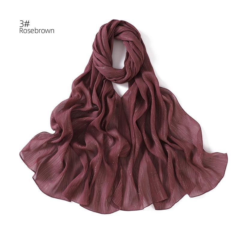 Spring Plain Wrinkle Rhinestone Shiny Shimmer Shawls Scarf for Women Ramadan High Quality Wrap Beach Stole Bufandas Muslim Hijab