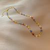 Einfacher Bunter Quadratischer Acryl-Choker Mode Goldfarbene Perlenketten-Halskette Vintage Kristall-Halskette für Frauen Partyschmuck