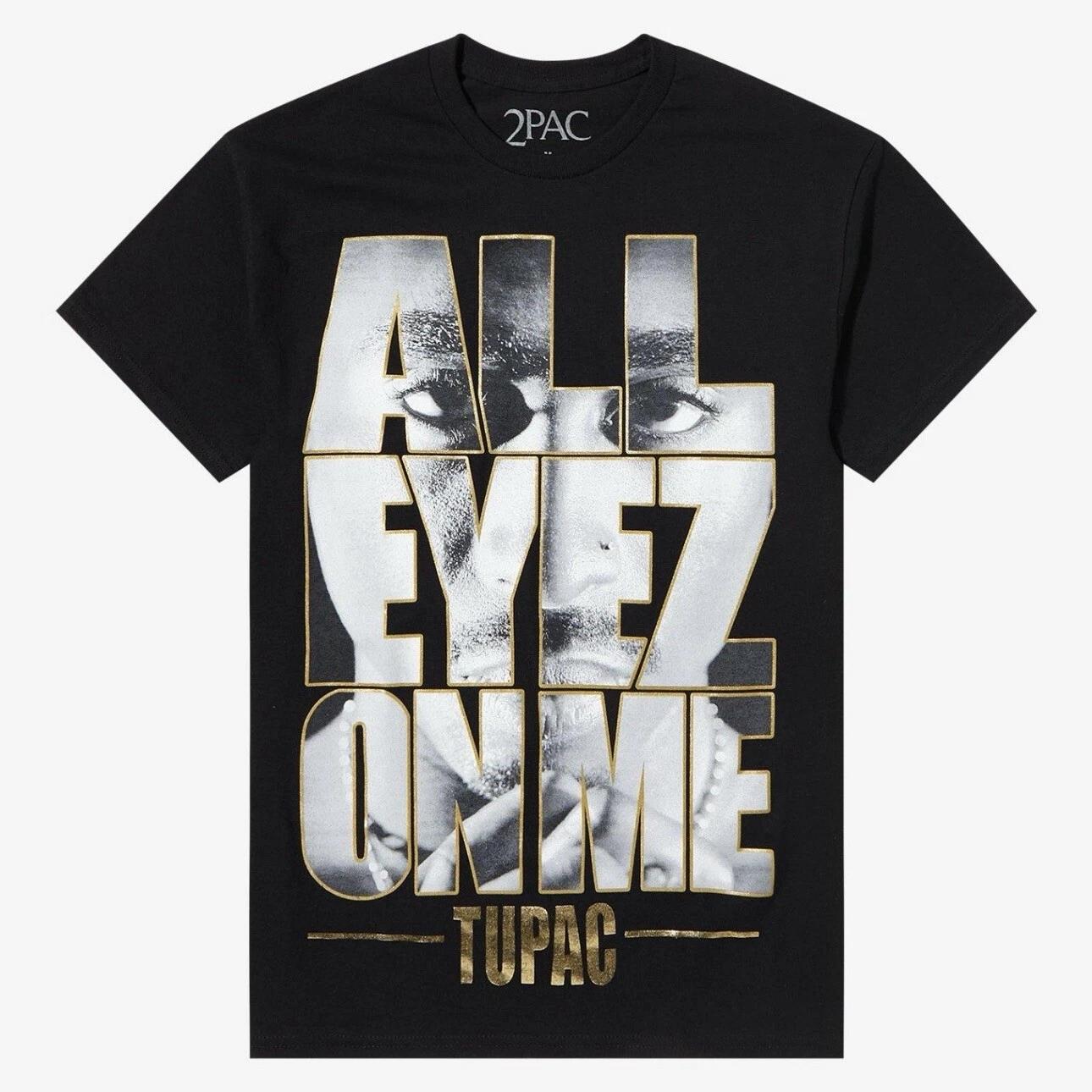 Футболка Тупак 2Pac All Eyez On Me Печать золотой фольгой X-LARGE Новая 4XL