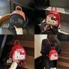 Mini Cartoon Backpack For Women Pu Material Streetwear Casual Daily Use With Grid Print And Hello Kitty Embroidery Design