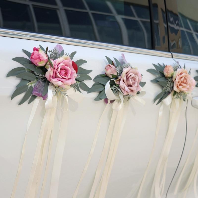 Artificial Flower Bouquet Romance Wedding Car Rearview Decoration And Celebration Venues Layout Setting Flower Decors