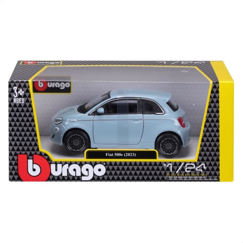 Bburago 1/24 Scale Fiat 500e 2023 Blue Diecast Model Car, Finished Product, 18-21110 BU
