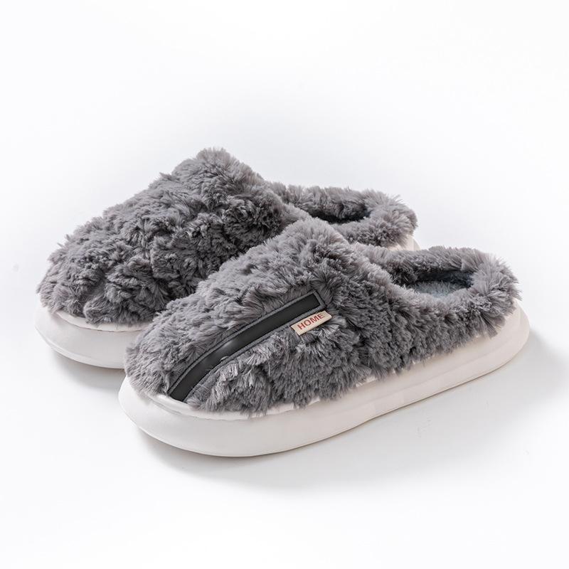Pulled plush cotton mop autumn and winter leisure indoor home plush EVA sole thick sole warm cotton slippers