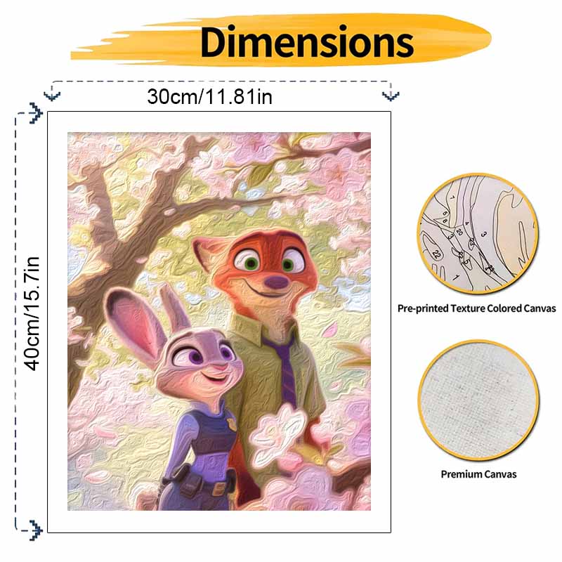 Disney Zootopia Judy Hopps Nick Wilde Oil Painting Hand Painting Art Kit Coloring Painting Handmade Diy Home Decoration Gift