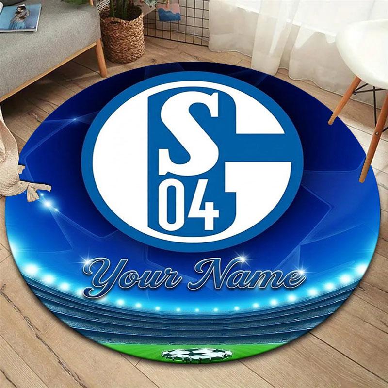 FC Schalke 04 Custom Name Round Area Rug,Carpet Rug for Living Room Bedroom Sofa Playroom Decor,Non-slip Floor Mat
