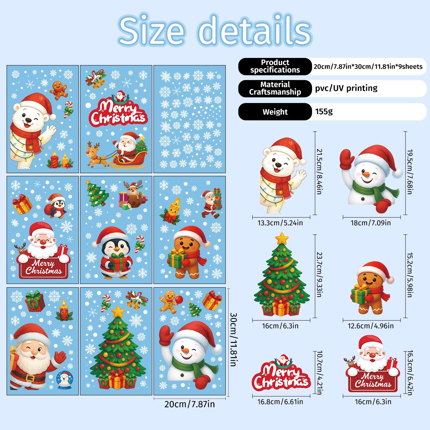 

2026 новые рождественские украшения наклейки-снежинки Санта-Клаус лось снеговик гирлянда статические наклейки 30 * 20 [9 photos]