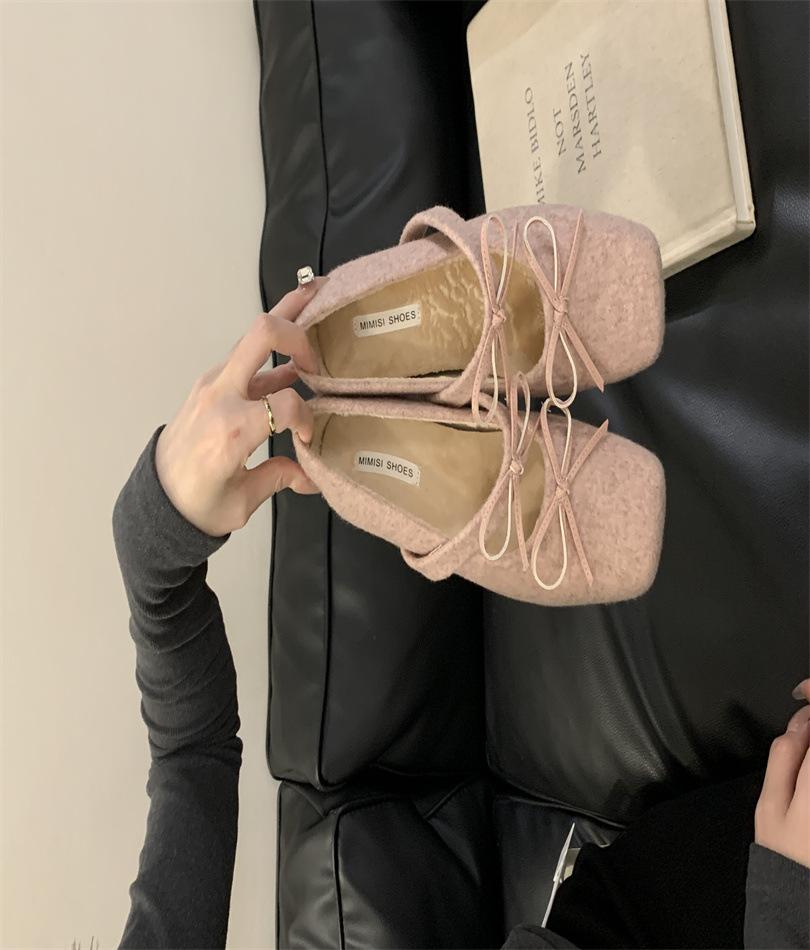 French with skirt, shallow mouth flat-soled single shoes for women's 2025 new spring bow Mary Jane gentle wind single shoes