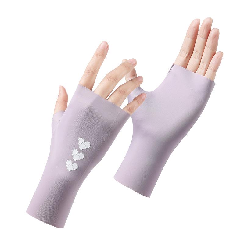 Letní ledové hedvábné opalovací rukavice s polovičními prsty Šetrné k pokožce Prodyšné Odolné proti UV záření Tenký styl Řidičské Rukavice na prsty Proti černání Nehtové umění