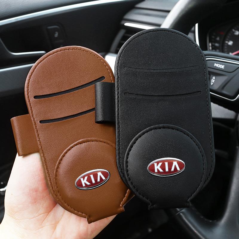 1pcs 2025 Fashion New Leather Car Glasses Clip Sun Visor Multi-function Sunglasses Clip For KIA Cerato Sportage R K2 K3 K5 Sorento Sportage R Rio Soul
