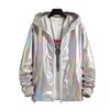 Giacca unisex lucida Cappotto con cappuccio laser Iridescente olografico Harajuku Sun Protect Top Plus Size