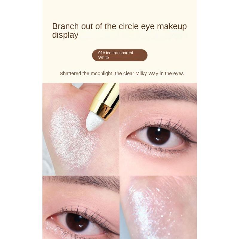 2-in-1 Doppelkopf-Lidschattenstift, Hochlichtstift, Perlglanz-Seidenraupen-Lidschattenstift, langlebig, wasserdicht, helles Pigment, Kosmetik, Anfänger muss