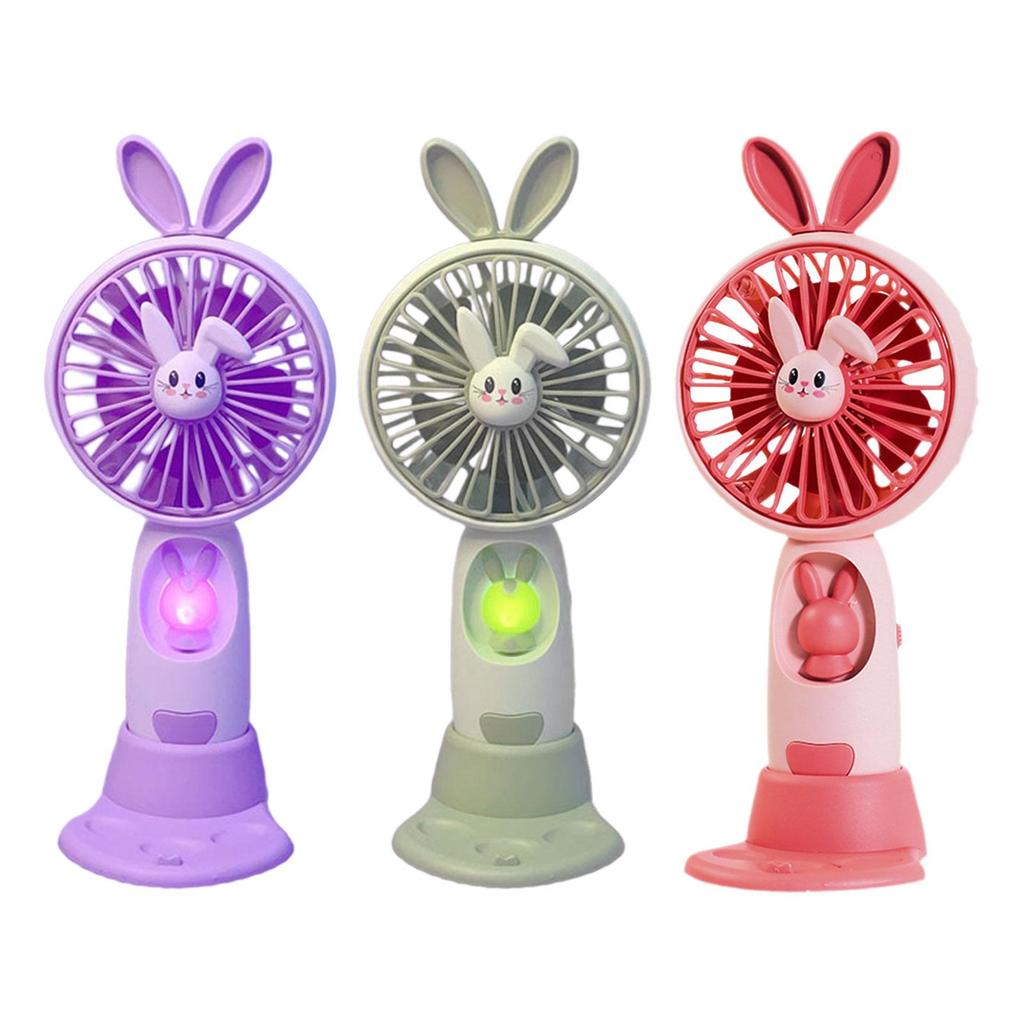 Mini Portable Fan Lightweight USB Rechargeable Cooling Fan Cute Bunny Handheld Fan for Indoor Outdoor Travel Home Party Office