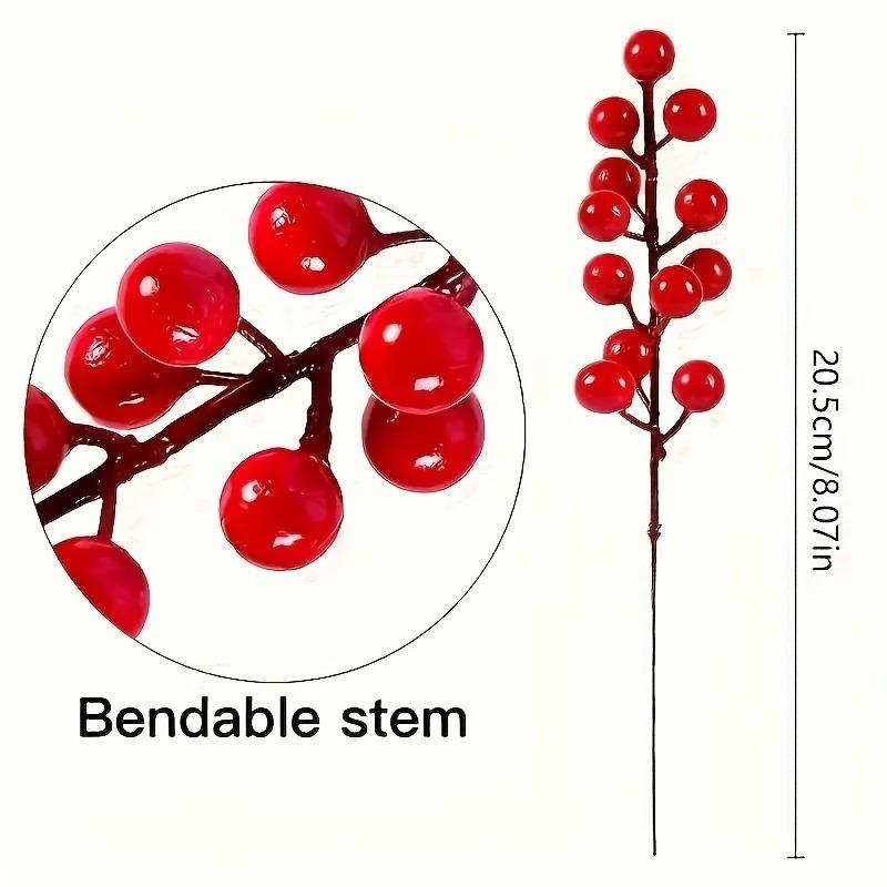 Artificial Berries Christmas Decoration Red Berry Branches for Xmas Tree Party Home Table Ornaments Red Fruit Wreath DIY Gift