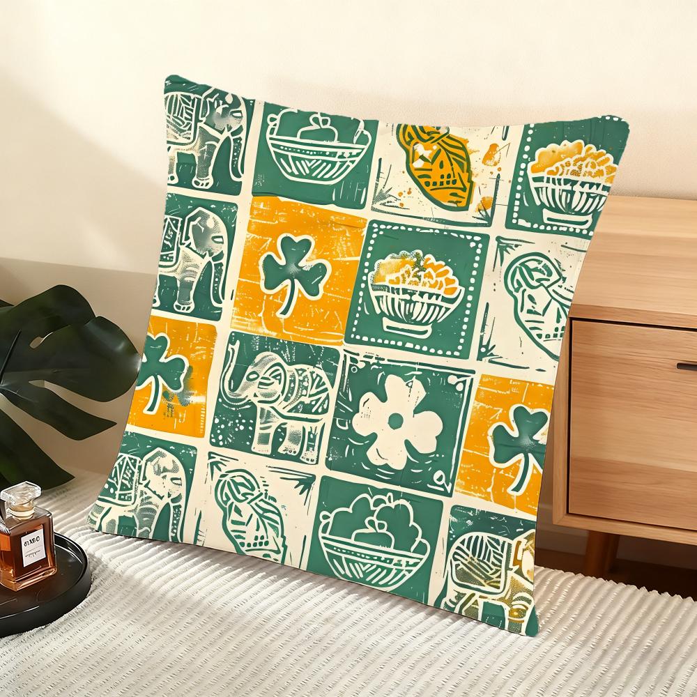 Elephant and flower Cushion Cover Soft Short Plush Pillow Cover Smooth Cozy Texture Aesthetic Cushion Case Home Decor