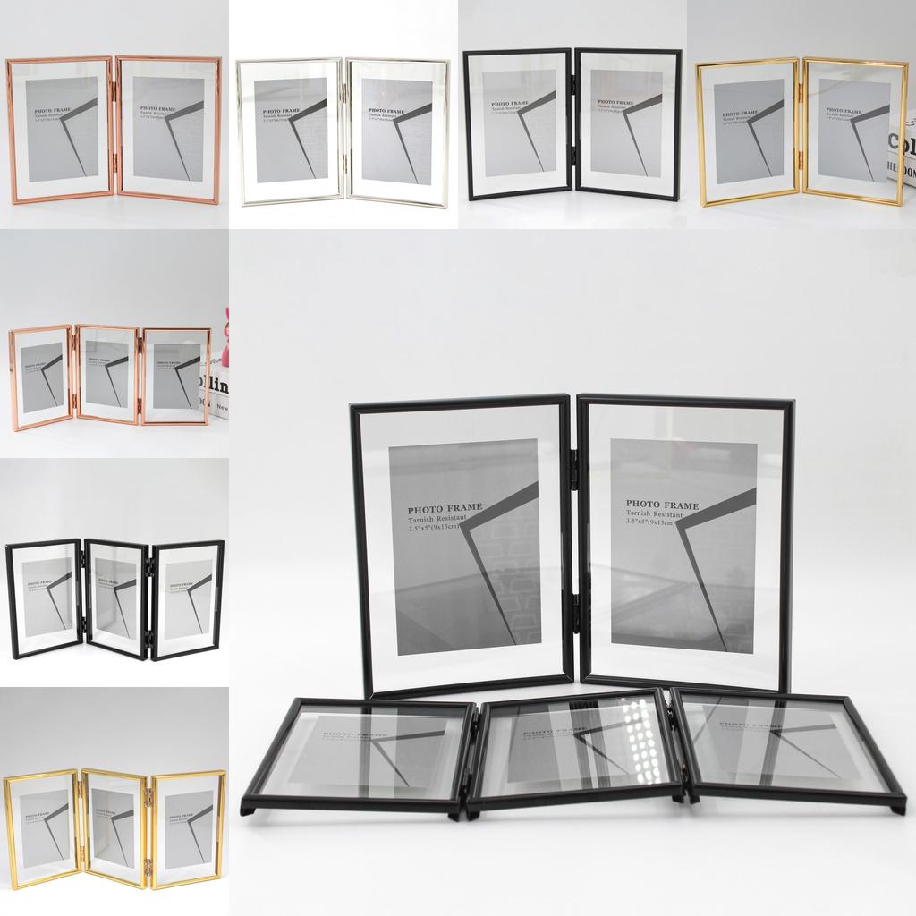 7 And 5 Inch Double Sided Transparent Fold Dual Photo Frame For Home Decor