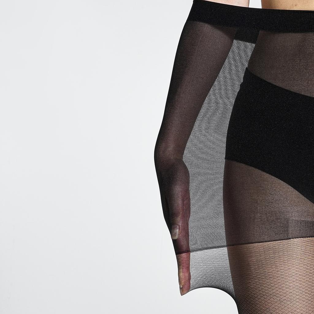 Thin black sexy false knee-length anti-hooking pantyhose with patchwork