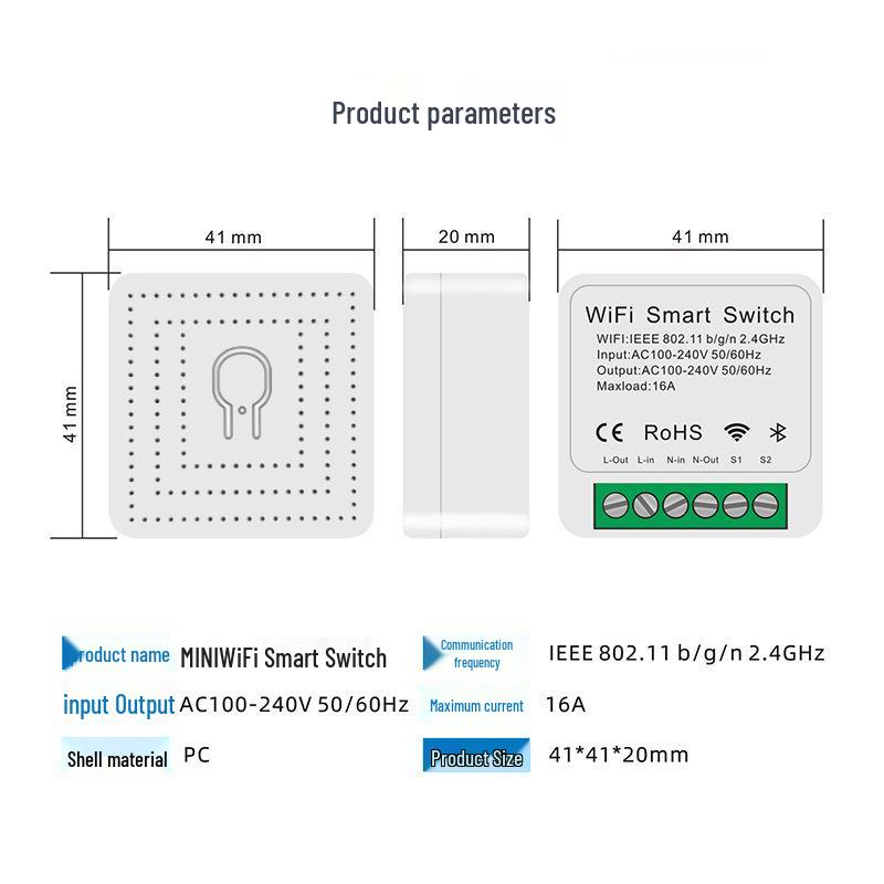 eWeLink Mini WiFi Smart Switch: Concealed On/Off, Alexa-Compatible, Mobile Timer with App Control