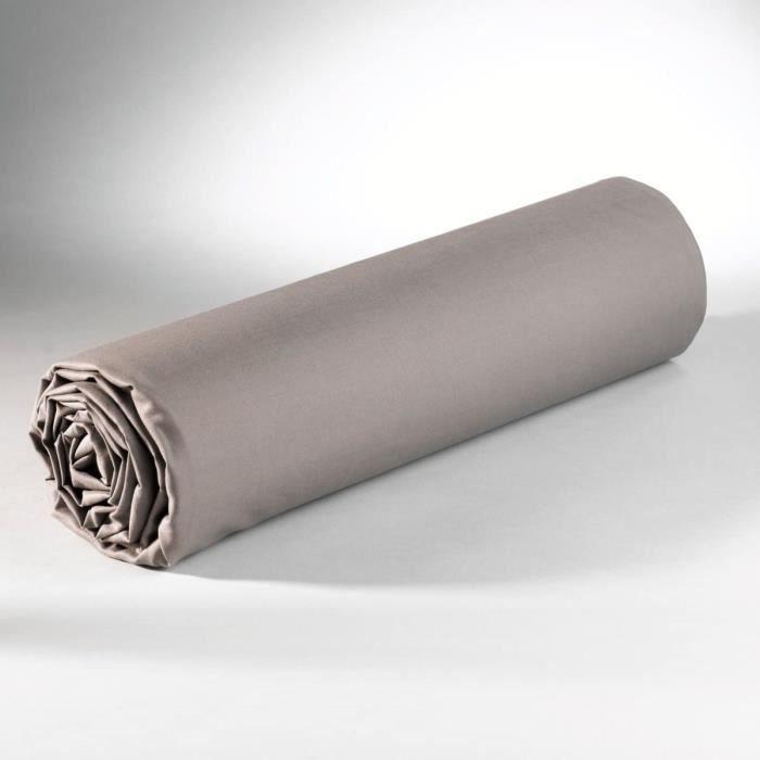 Drap Housse - HOME DECO - 140x190 cm - 100% Coton - 57 Fils - Anthracite (Gris)