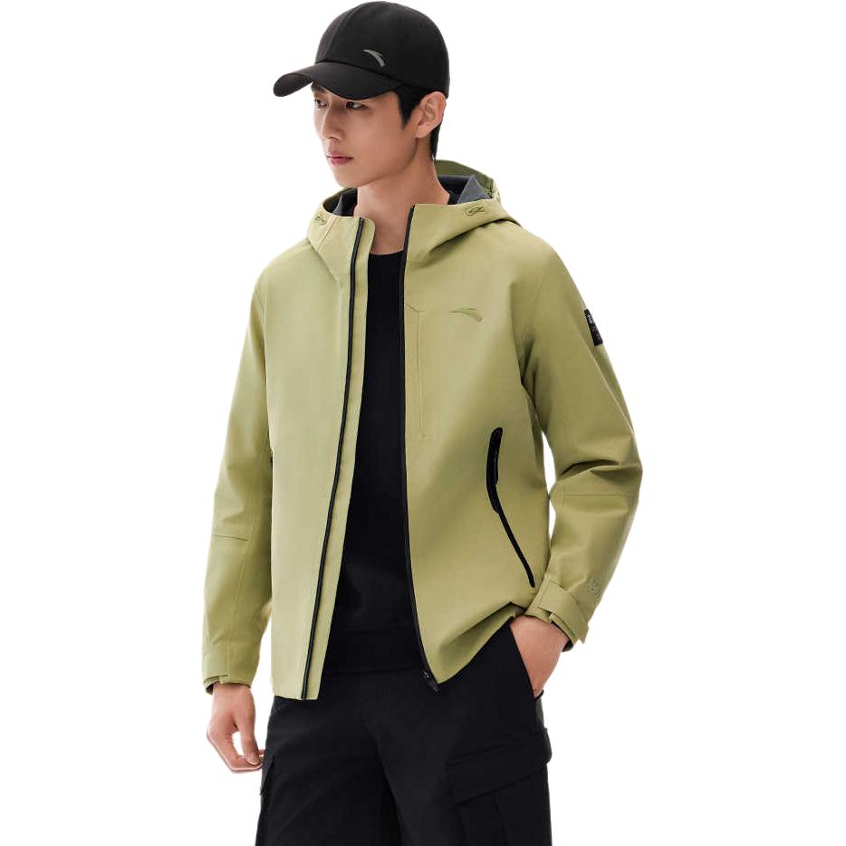 Anta Training Series Solid Color Zipper Hooded Casual Waterproof Wear-Resistant Jacket Men Jackets Moss-Green 152517625-7