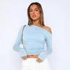 YYFS Moda Donna Casual Primavera Autunno Tinta Unita Stampa Manica Lunga Scollo Obliquo Bluse e Camicie