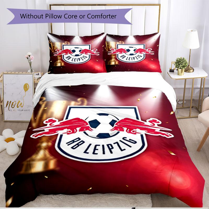3-teiliges Bettbezug-Set (1 * Bettbezug + 2 * Kissenbezug, ohne Kern), RB Leipzig Aufdruck Weiches Ganzjahres-Bettwäscheset, Heimschlafzimmer-Dekoration Geschenk