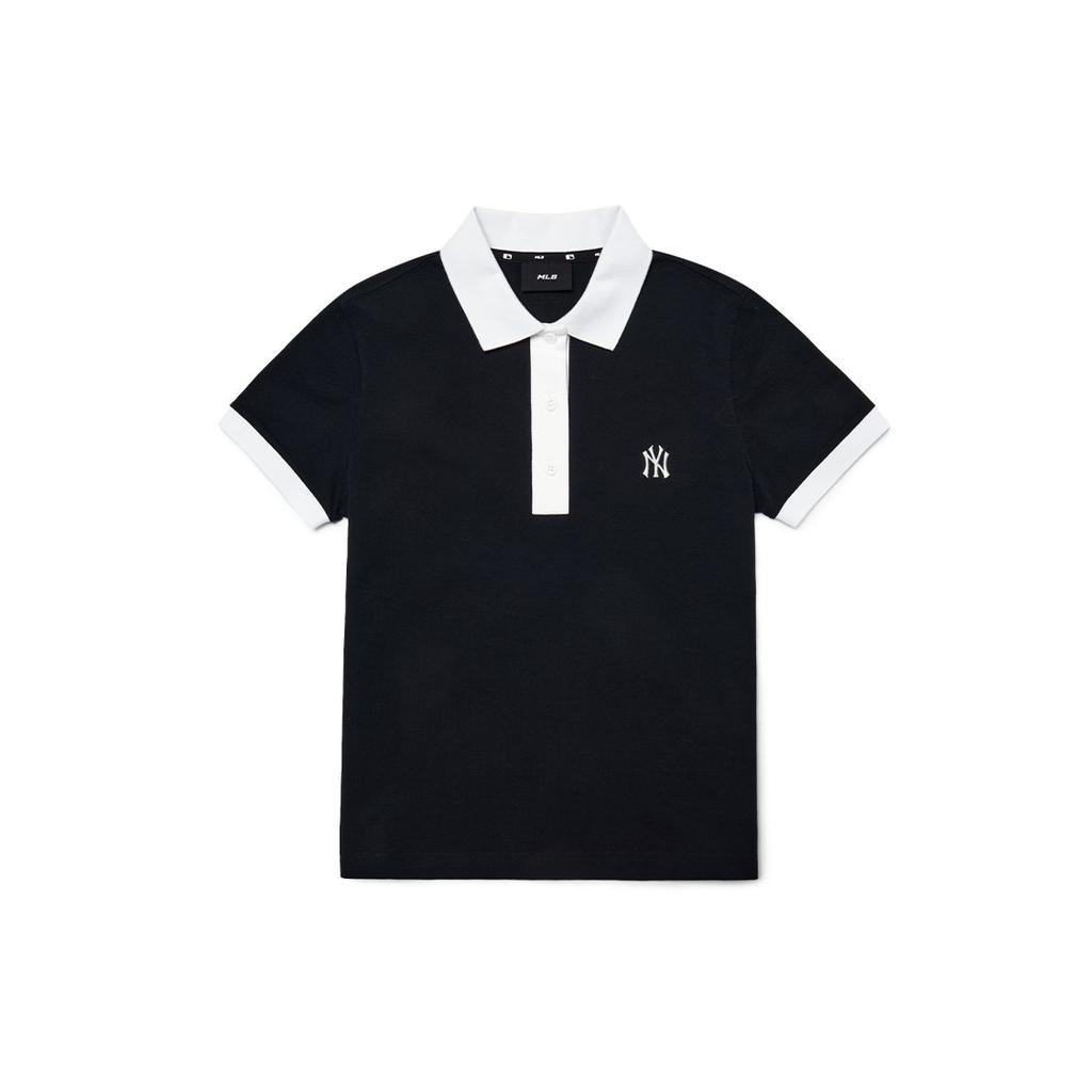 MLB New York Yankees SS22 Summer Breathable High-Quality Letter Print Short Sleeve Polo Shirt Women tops Black 3FPQ03023-50BKS