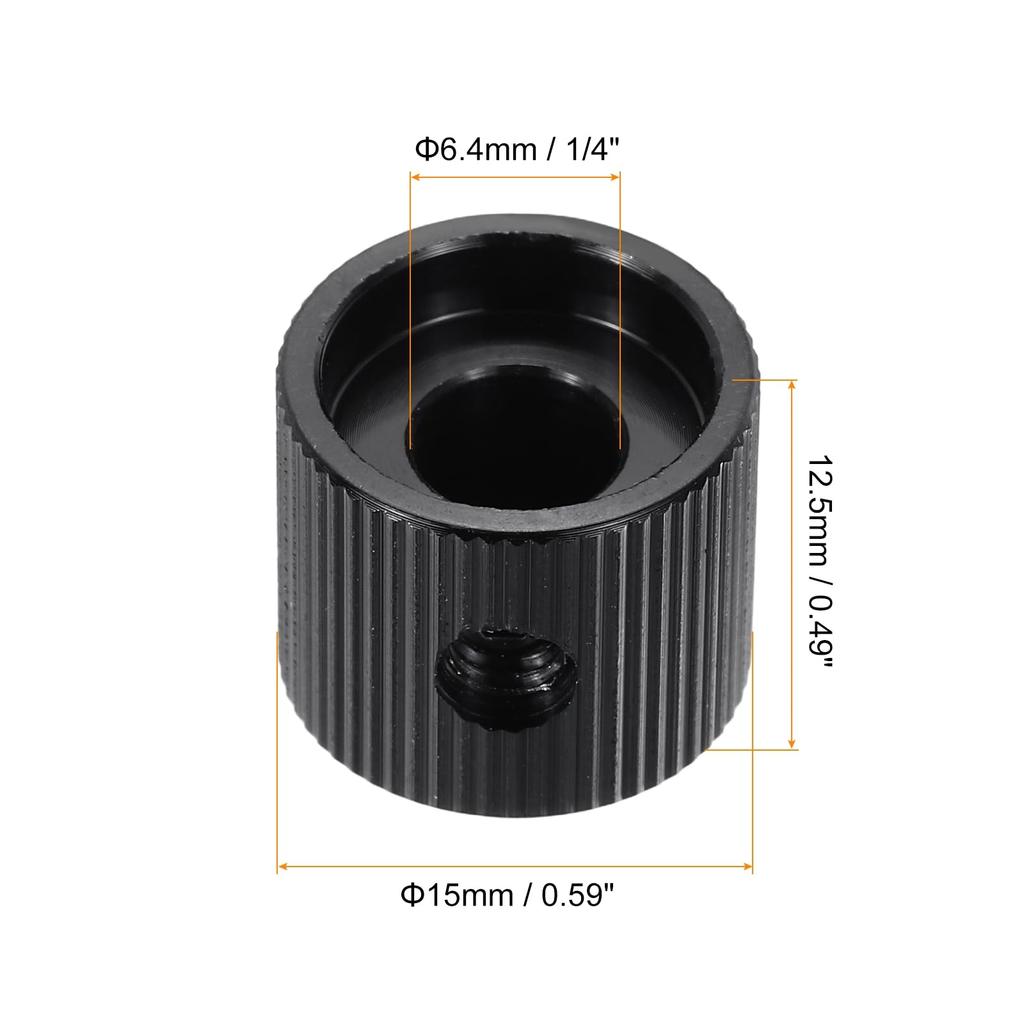 uxcell Aluminum Potentiometer Inner Diameter x Outer Diameter x Universal Volume and Tone Control Knobs for Guitar and Black 4-Piece Knobs, 1/4"