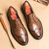 Men's Shoes Large Size New Casual Shoes Fashion British Style Business Dress Leather Shoes Men's Retro Engraved Small Leather Shoes
