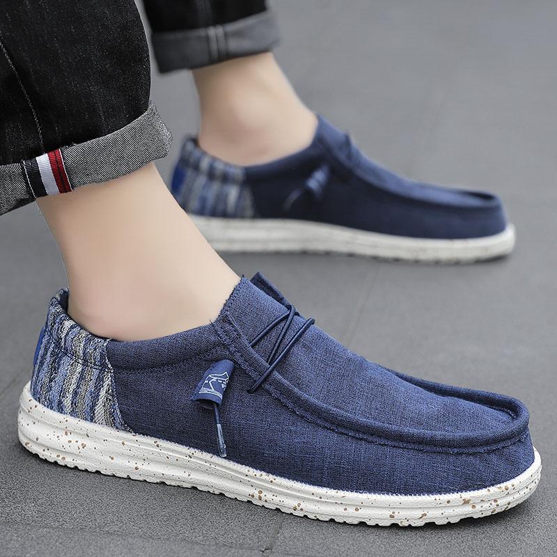 Modische Leichte Canvas-Schuhe für Herren Slip-on Sommerliche Mode Casual 2024 Bequem Atmungsaktiv Mokassin Homme Mocasines Hombre