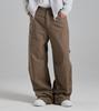 Beoteunseoul Multi-Pocket Wide Strap Cotton Pants (Brown)