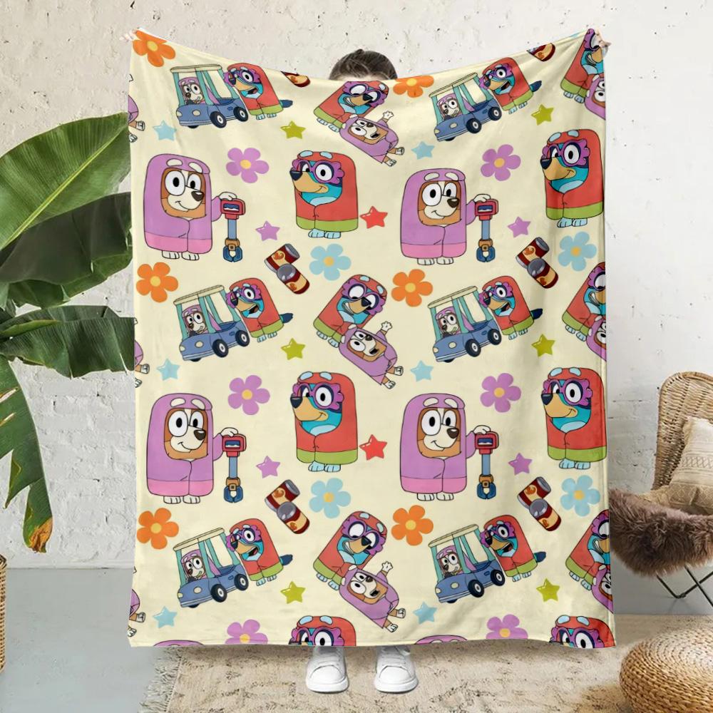 Cartoon B-Blueys Bandit-Chillis Pătură imprimată Pături pentru picnic Pătură caldă Pătură moale și confortabilă Acasă Călătorie Ziua de naștere
